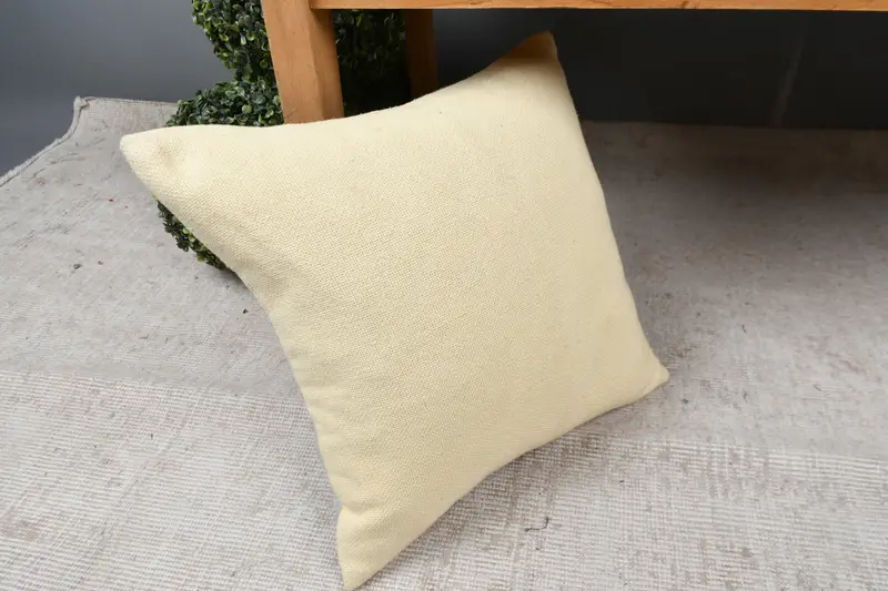 16x16 Beige Cushion Case, Cushion, Turkish Pillow, Throw Kilim Pillow, Ottoman Cushion Case, Kilim Pillow Cover, Wool Kilim Pillow Cushion Case - 7
