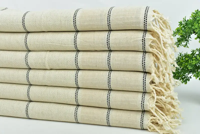 Bachelor Gifts, Wedding Hand Made Gift, Monogram Kitchen Towel, Wedding Gift, Bridal Shower Gift, Monogram Hand Towel, 40x20 Linen Striped Towel - 3
