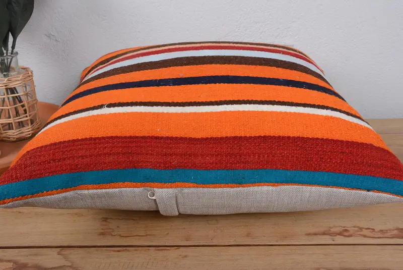 Ethnical Kilim Rug Pillow, 20x20 Red Cushion Case, Pillow Case, Kilim Cushion Sham, Traditional Pillow Sham, Sofa Cushion Case, Kilim Pillow Cover - 5