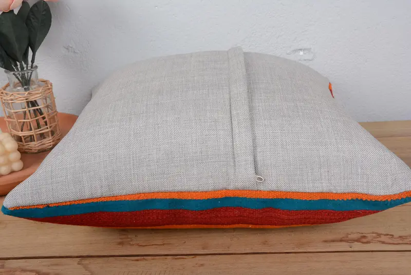 Ethnical Kilim Rug Pillow, 20x20 Red Cushion Case, Pillow Case, Kilim Cushion Sham, Traditional Pillow Sham, Sofa Cushion Case, Kilim Pillow Cover - 6