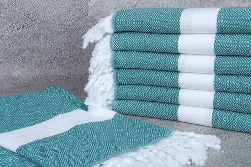Lightweight Turkish towel, Luxury Turkish beach towel with fringe, Summer Gift, Best Friend Gift, Wedding Gift For Bride, 70x40 Cotton Diamond Towel - 2