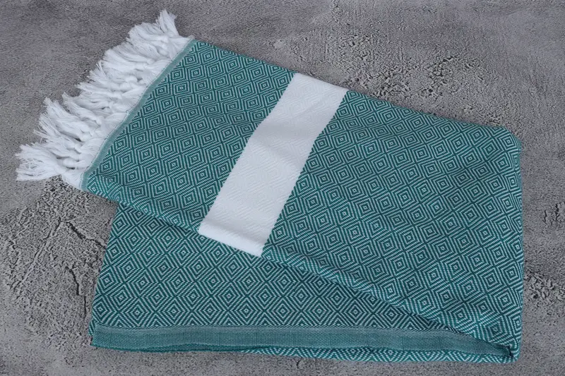 Lightweight Turkish towel, Luxury Turkish beach towel with fringe, Summer Gift, Best Friend Gift, Wedding Gift For Bride, 70x40 Cotton Diamond Towel - 6