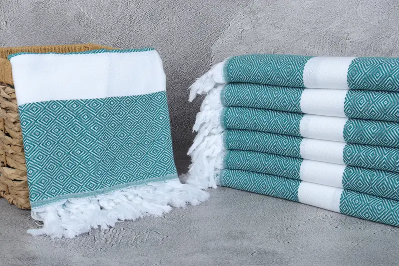 Lightweight Turkish towel, Luxury Turkish beach towel with fringe, Summer Gift, Best Friend Gift, Wedding Gift For Bride, 70x40 Cotton Diamond Towel - 3