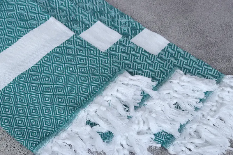 Lightweight Turkish towel, Luxury Turkish beach towel with fringe, Summer Gift, Best Friend Gift, Wedding Gift For Bride, 70x40 Cotton Diamond Towel - 5