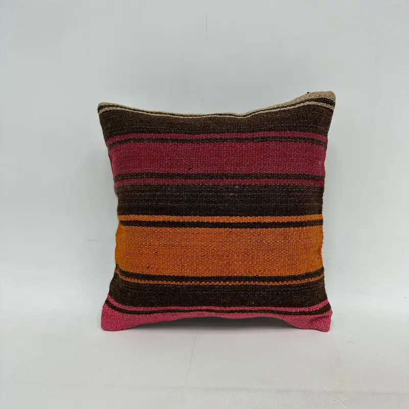 Cushion, 14x14 Red Cushion, Ethnical Kilim Rug Pillow, Kilim Pillow Cover, Turkish Bench Cushion, Custom Pillow Sham, Home Decor Pillow - 1