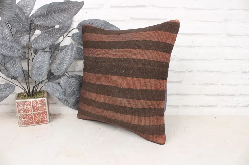 Pillow Case, 16x16 Brown Cushion Cover, Meditation Cushion, Cozy Throw Pillow Case, Toss Pillow, Boho Pillow, Pillow for Couch, Gift Pillow - 4