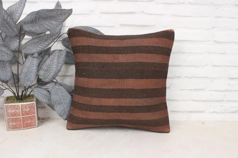 Pillow Case, 16x16 Brown Cushion Cover, Meditation Cushion, Cozy Throw Pillow Case, Toss Pillow, Boho Pillow, Pillow for Couch, Gift Pillow - 1