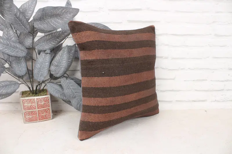 Pillow Case, 16x16 Brown Cushion Cover, Meditation Cushion, Cozy Throw Pillow Case, Toss Pillow, Boho Pillow, Pillow for Couch, Gift Pillow - 3