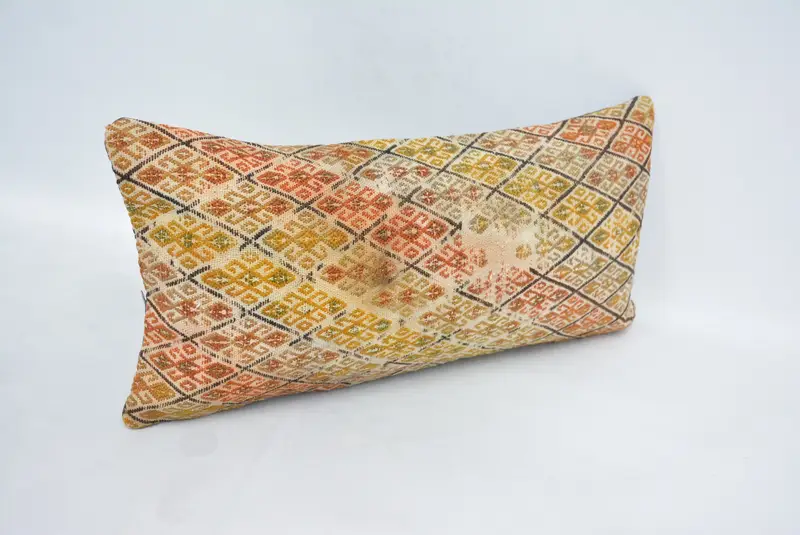 12x24 Green Pillow Case, Cotton Pillow, Pillow Sham, Bench Pillow Cover, Turkish Kilim Pillow, Kilim Pillow Cover, Handmade Kilim Cushion - 3