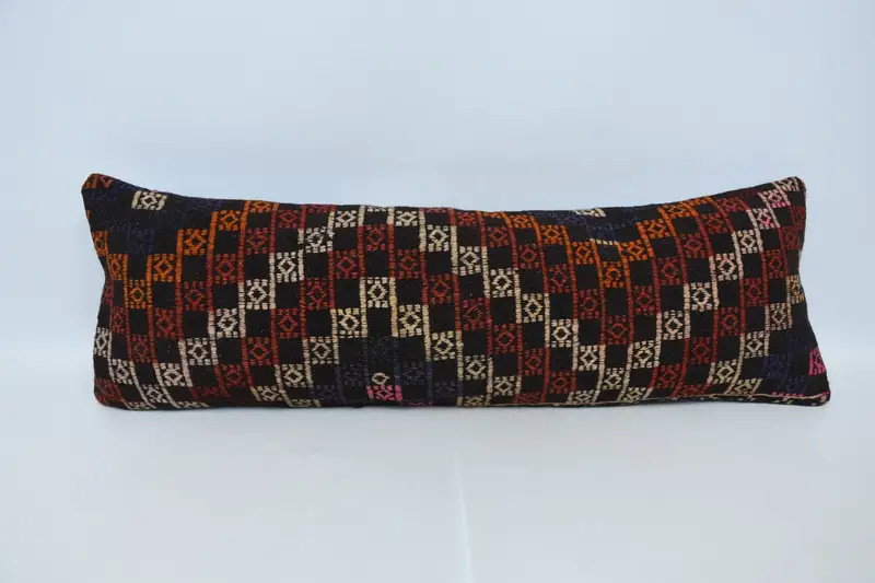 16x48 Red Cushion Cover, Interior Designer Pillow, Turkish Rugs Cushion Case, Pillow Cover, Throw Kilim Pillow, Kilim Cushion Sham - 1