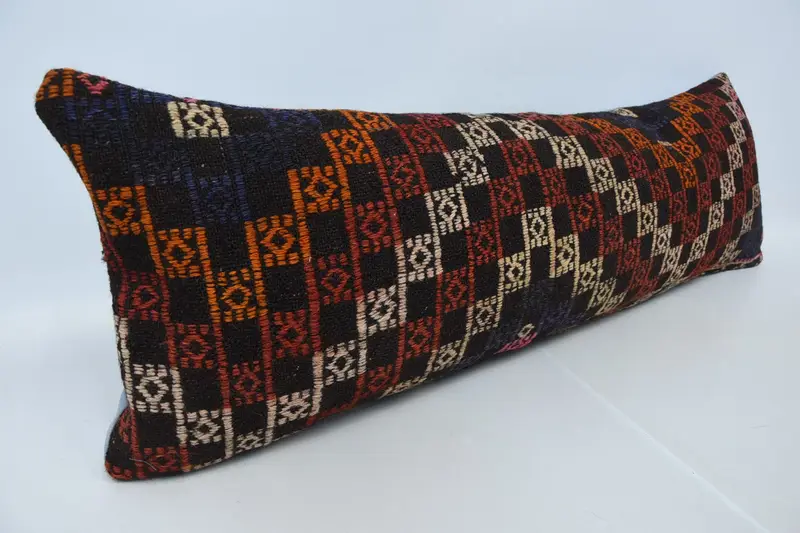 16x48 Red Cushion Cover, Interior Designer Pillow, Turkish Rugs Cushion Case, Pillow Cover, Throw Kilim Pillow, Kilim Cushion Sham - 3