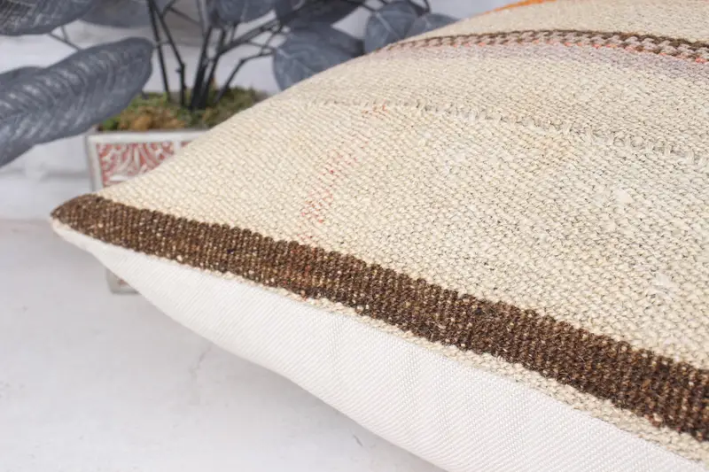 Kilim Pillow Cover, Knitted Pillow Sham, Pillow, Boho Chic Pillow Case, 18x18 Beige Cushion Cover, Antique Pillows, Interior Designer Pillow - 7