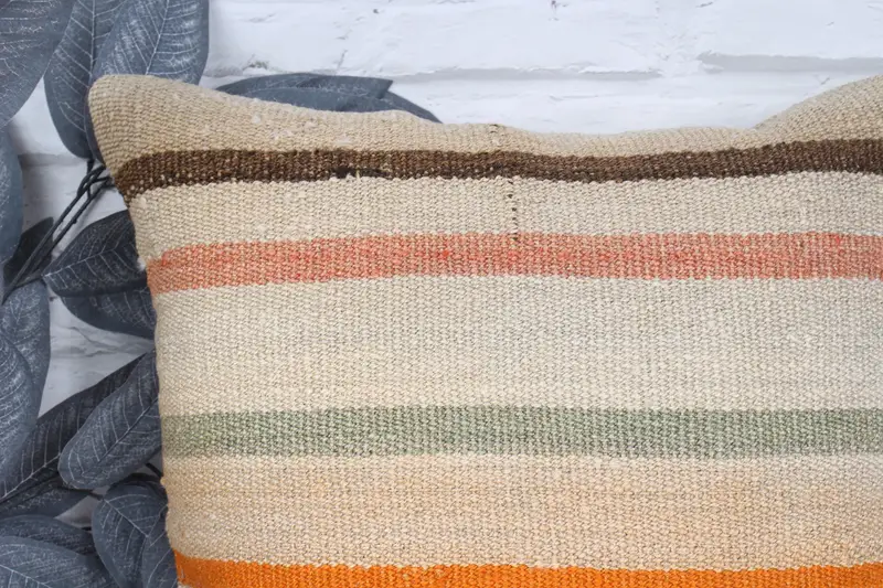 Kilim Pillow Cover, Knitted Pillow Sham, Pillow, Boho Chic Pillow Case, 18x18 Beige Cushion Cover, Antique Pillows, Interior Designer Pillow - 2