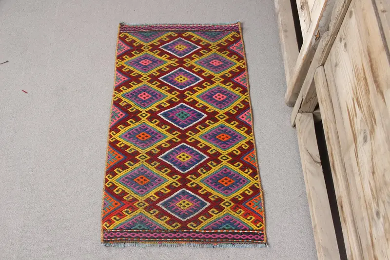 Sarı Güneybatı Halısı, Mor Desenli 1,5x2,6 ft