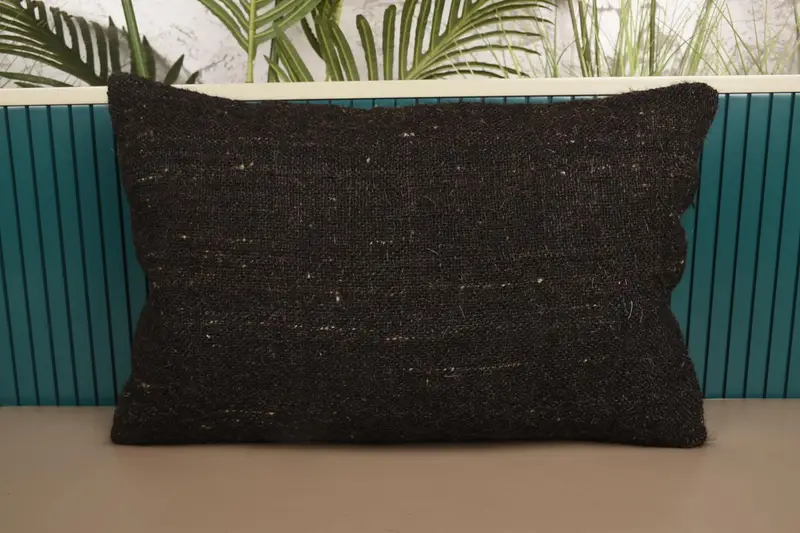 Turkish Wool Brown Pillow Sham, Moroccan 16x24 inch Cushion Case - 1