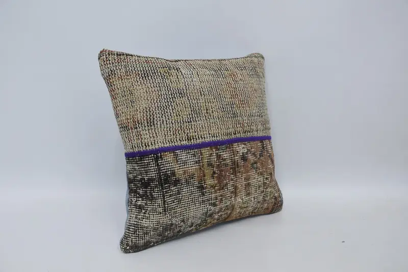 Handmade Kilim Cushion, Pillow for Couch, 16x16 Orange Cushion, Decorative Cushion Cover, Cushion, Turkish Kilim Pillow - 3
