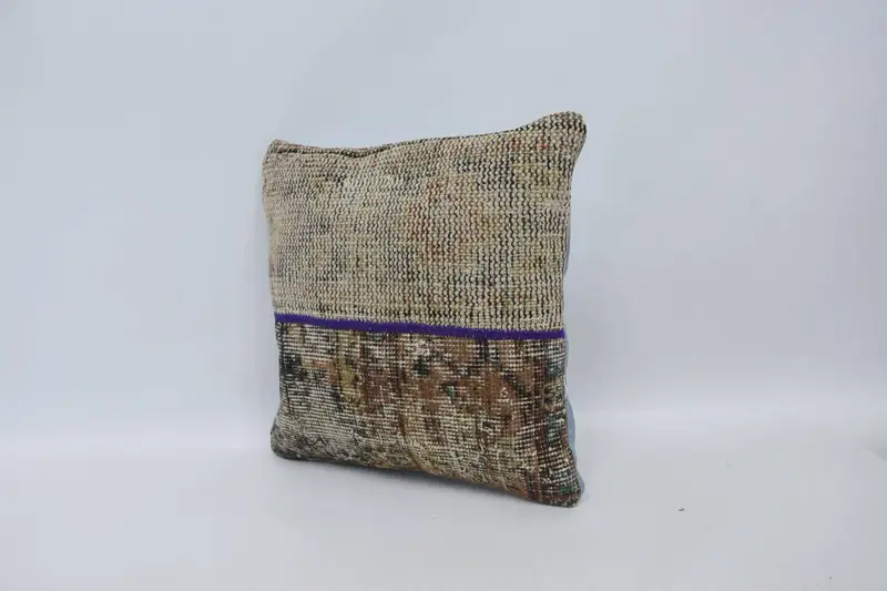 Handmade Kilim Cushion, Pillow for Couch, 16x16 Orange Cushion, Decorative Cushion Cover, Cushion, Turkish Kilim Pillow - 4