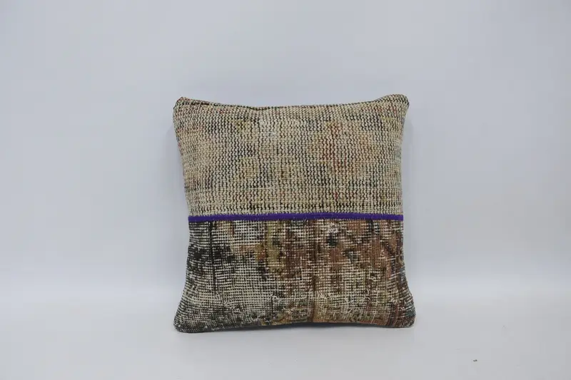 Handmade Kilim Cushion, Pillow for Couch, 16x16 Orange Cushion, Decorative Cushion Cover, Cushion, Turkish Kilim Pillow - 1