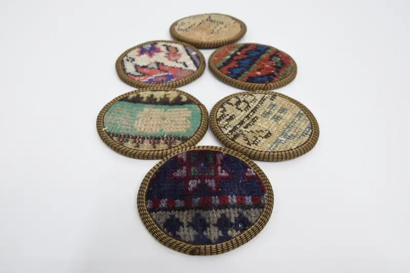 Bohemian Green and Beige Round Coaster, Unique Bohemian Coaster