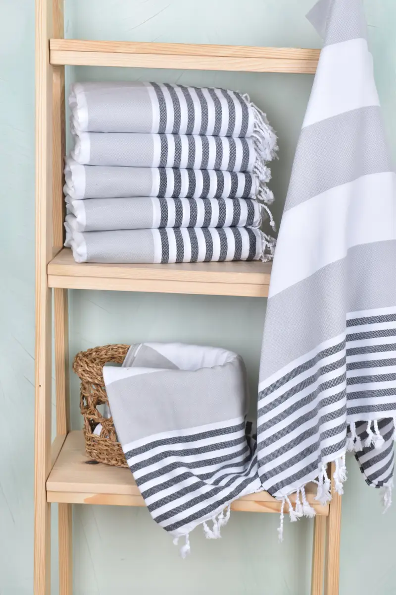 Travel towel, Personalized Wedding Gift, Spa Gift, Traditional Turkish peshtemal for hammam, Monogram Beach Towel, 70x40 Cotton Striped Towel - 3