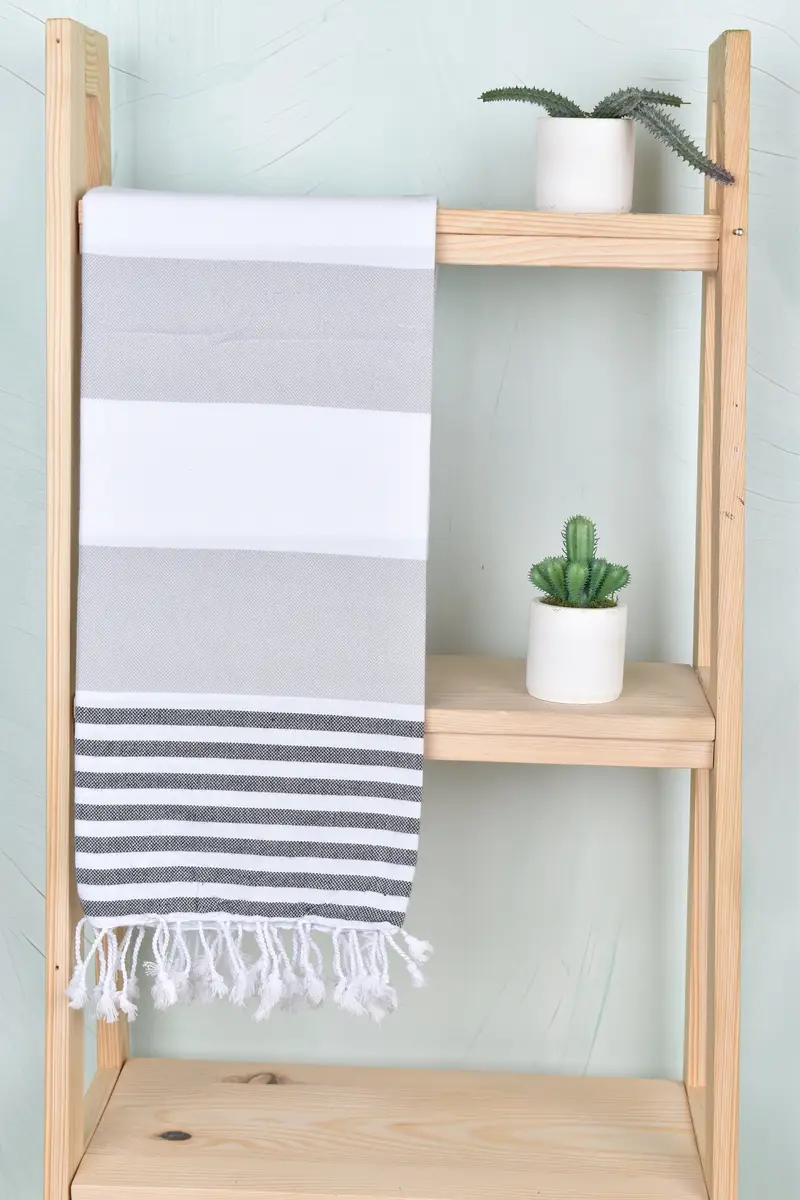Travel towel, Personalized Wedding Gift, Spa Gift, Traditional Turkish peshtemal for hammam, Monogram Beach Towel, 70x40 Cotton Striped Towel - 8