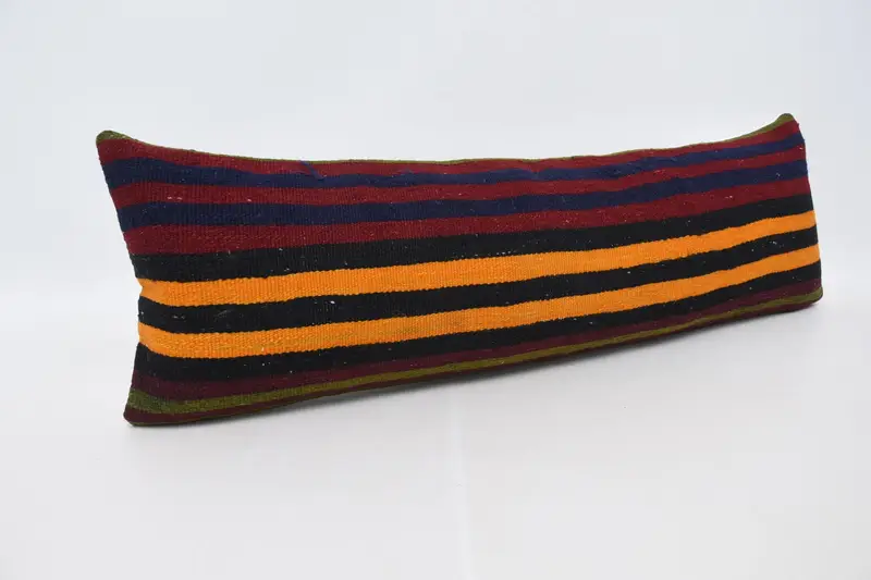 Boho Pillow Sham Cover, Pillow Cover, 12x36 Orange Pillow Sham, Southwestern Pillow Cover, Turkish Kilim Pillow, Antique Pillows - 3