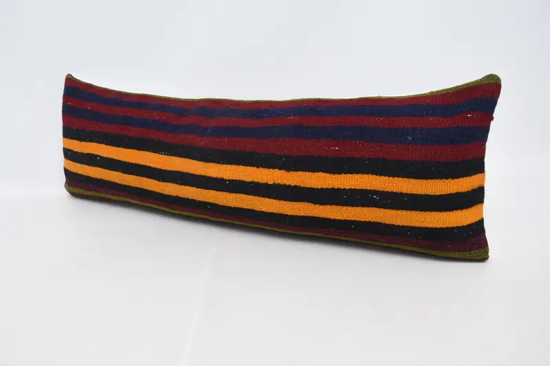Boho Pillow Sham Cover, Pillow Cover, 12x36 Orange Pillow Sham, Southwestern Pillow Cover, Turkish Kilim Pillow, Antique Pillows - 4