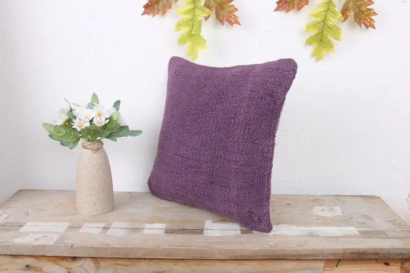 Interior Designer Pillow, 12x12 Purple Pillow Sham, Cushion Cover, One Of A Kind Pillow Cover, Vintage Pillow, Handmade Cushion, Throw Kilim Pillow - 4