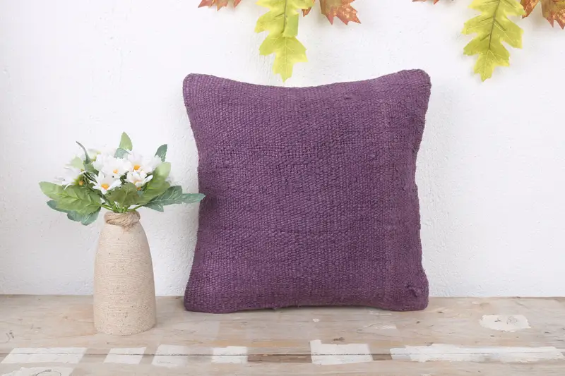 Interior Designer Pillow, 12x12 Purple Pillow Sham, Cushion Cover, One Of A Kind Pillow Cover, Vintage Pillow, Handmade Cushion, Throw Kilim Pillow - 2
