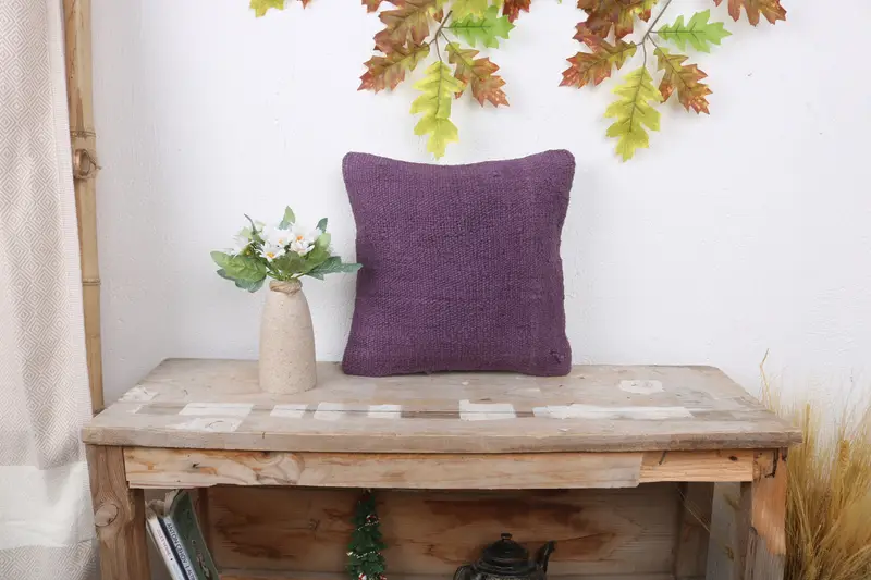 Interior Designer Pillow, 12x12 Purple Pillow Sham, Cushion Cover, One Of A Kind Pillow Cover, Vintage Pillow, Handmade Cushion, Throw Kilim Pillow - 1
