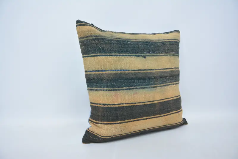 22x22 Beige Pillow, Turkish Kilim Pillow, Retro Throw Pillow Case, Pillow Sham, Pillow for Couch, Turkish Pillow, Christmas Pillow Case - 3