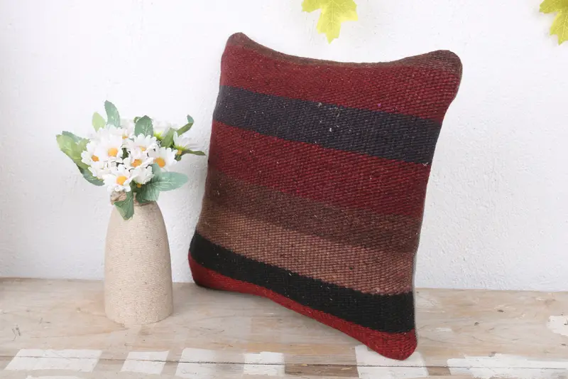Traditional Cushion Case, Bohemian Cushion Cushion, Kilim Pillow, Turkish Pillow, Ethnical Kilim Rug Pillow, Pillow, 12x12 Red Cushion Cover - 4