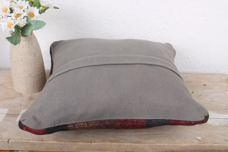 Traditional Cushion Case, Bohemian Cushion Cushion, Kilim Pillow, Turkish Pillow, Ethnical Kilim Rug Pillow, Pillow, 12x12 Red Cushion Cover - 7