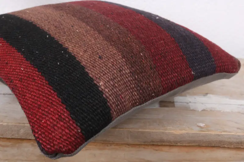 Traditional Cushion Case, Bohemian Cushion Cushion, Kilim Pillow, Turkish Pillow, Ethnical Kilim Rug Pillow, Pillow, 12x12 Red Cushion Cover - 6