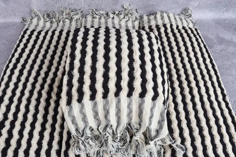 Bridesmaid Gift, Guest Towel, Bachelorette Party Items, Organic towel, Bridal Shower Favor, 70x40 Cotton Pom Pom Zigzag Design Towel, Fouta towel - 4