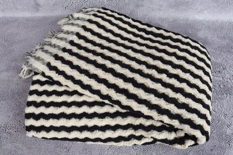 Bridesmaid Gift, Guest Towel, Bachelorette Party Items, Organic towel, Bridal Shower Favor, 70x40 Cotton Pom Pom Zigzag Design Towel, Fouta towel - 6