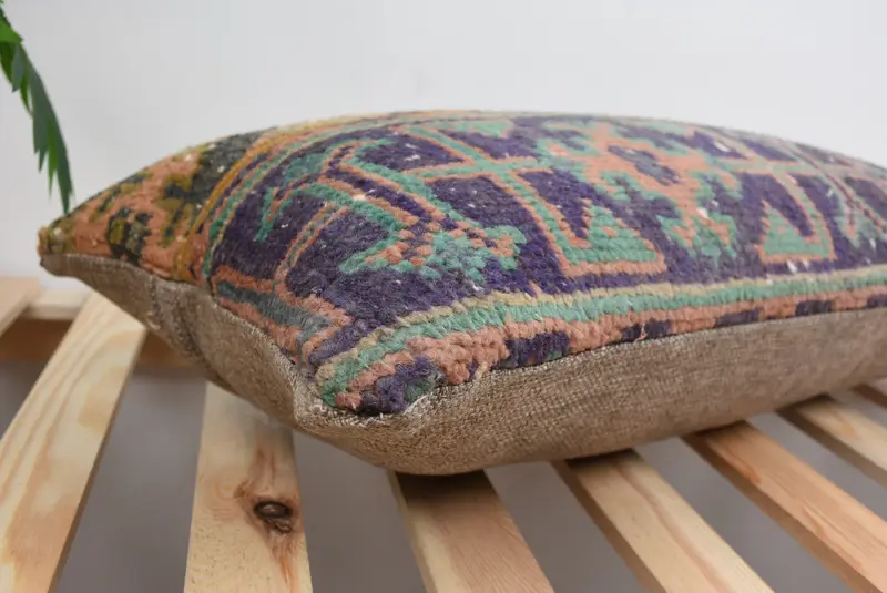 Throw Kilim Pillow, Kilim Pillow Cover, Handwoven Pillow Sham, Vintage Pillow, Pillow, Farmhouse Pillow Cover, 12x24 Blue Cushion Cover - 6