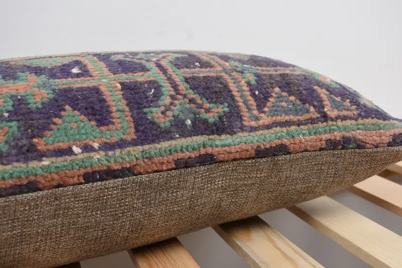 Throw Kilim Pillow, Kilim Pillow Cover, Handwoven Pillow Sham, Vintage Pillow, Pillow, Farmhouse Pillow Cover, 12x24 Blue Cushion Cover - 7