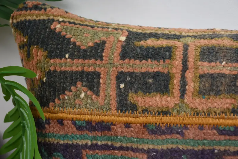 Throw Kilim Pillow, Kilim Pillow Cover, Handwoven Pillow Sham, Vintage Pillow, Pillow, Farmhouse Pillow Cover, 12x24 Blue Cushion Cover - 2