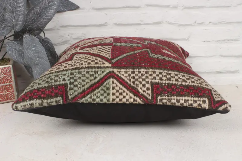 Handmade Kilim Cushion, Cushion Cover, Home Decor Pillow, Bright Cushion, 16x16 Purple Cushion Cover, Couch Pillow, Pillow for Couch - 5