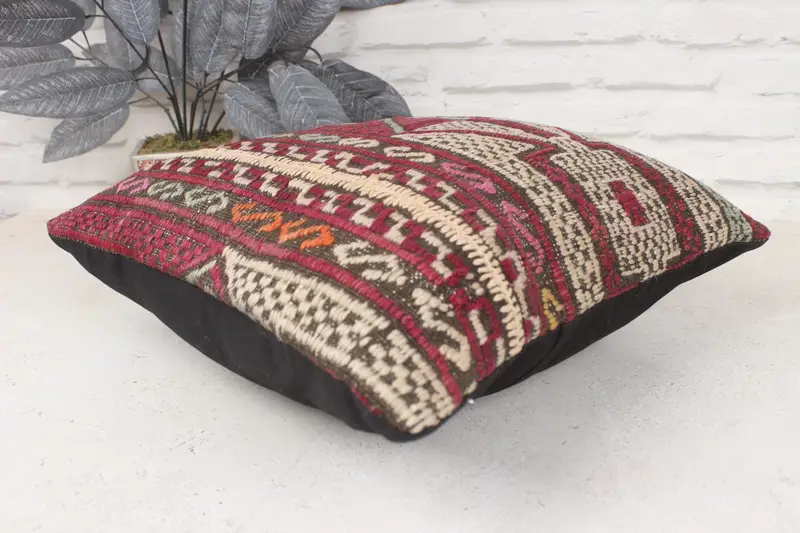 Handmade Kilim Cushion, Cushion Cover, Home Decor Pillow, Bright Cushion, 16x16 Purple Cushion Cover, Couch Pillow, Pillow for Couch - 6