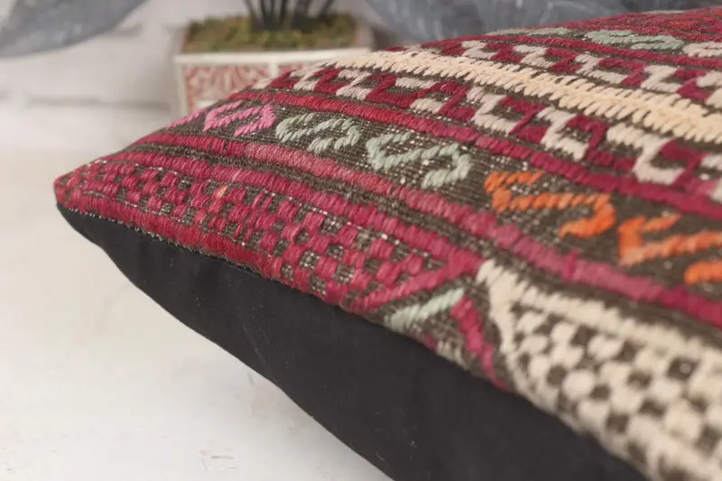 Handmade Kilim Cushion, Cushion Cover, Home Decor Pillow, Bright Cushion, 16x16 Purple Cushion Cover, Couch Pillow, Pillow for Couch - 7