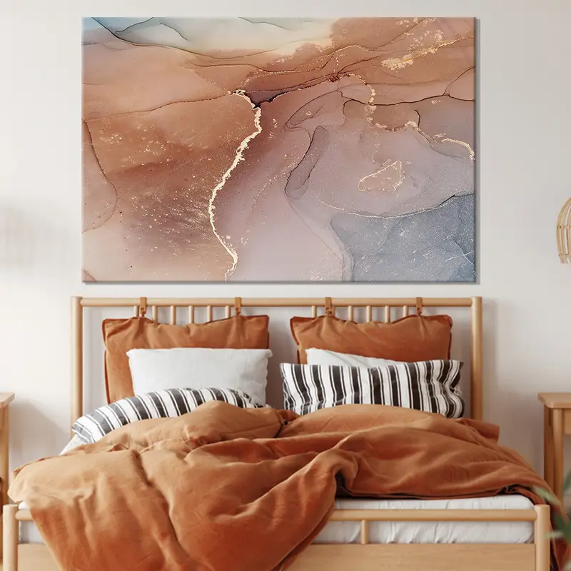 Desert Abstract Art, Gold Stain Canvas, Abstract Fluid Art, Luxury Wall Decor, Color Marbling Art, Faded Abstract Paint, Marble Abstract Art - 2