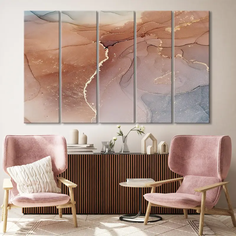 Desert Abstract Art, Gold Stain Canvas, Abstract Fluid Art, Luxury Wall Decor, Color Marbling Art, Faded Abstract Paint, Marble Abstract Art - 10