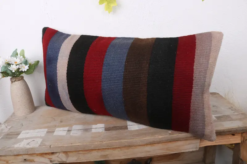 12x24 Blue Pillow Case, Bohemian Cushion Cushion Cover, Throw Kilim Pillow, Decorative Pillow Case, Pillow, Vintage Pillow, Pillow for Sofa - 4