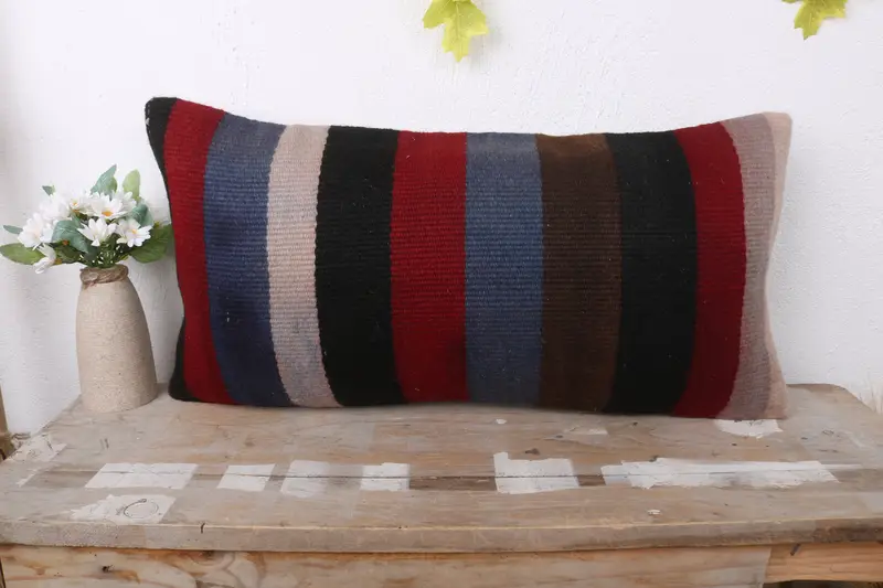 12x24 Blue Pillow Case, Bohemian Cushion Cushion Cover, Throw Kilim Pillow, Decorative Pillow Case, Pillow, Vintage Pillow, Pillow for Sofa - 2