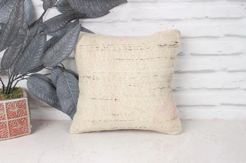 Boho Pillow, Home Decor Pillow, Sofa Pillow Cover, 12x12 Beige Pillow Case, Handwoven Pillow Cover Pillow Cover, Interior Designer Pillow, Pillow - 1