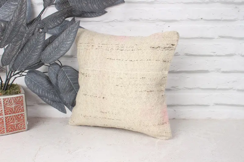 Boho Pillow, Home Decor Pillow, Sofa Pillow Cover, 12x12 Beige Pillow Case, Handwoven Pillow Cover Pillow Cover, Interior Designer Pillow, Pillow - 4