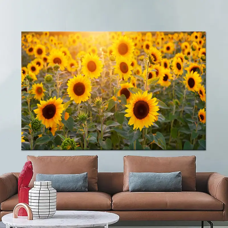 ひまわり畑 イエロー キャンバス: ファームハウス キッチン アート プリント