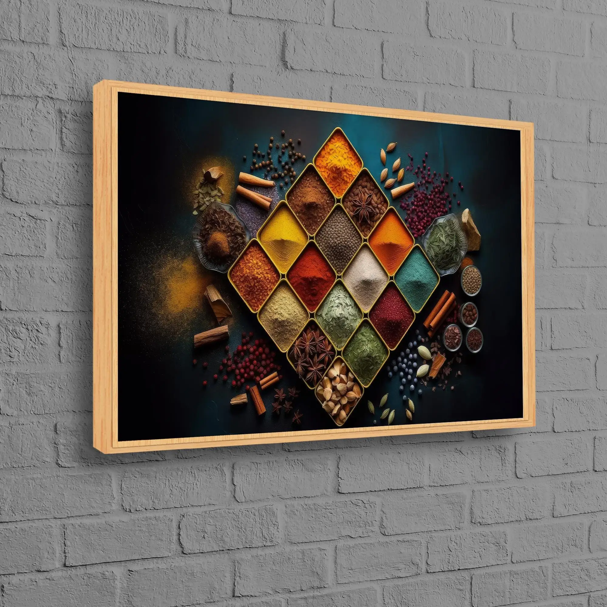 Elegant Printed Canvas: Vibrant Spices in Kitchen Setting - 1